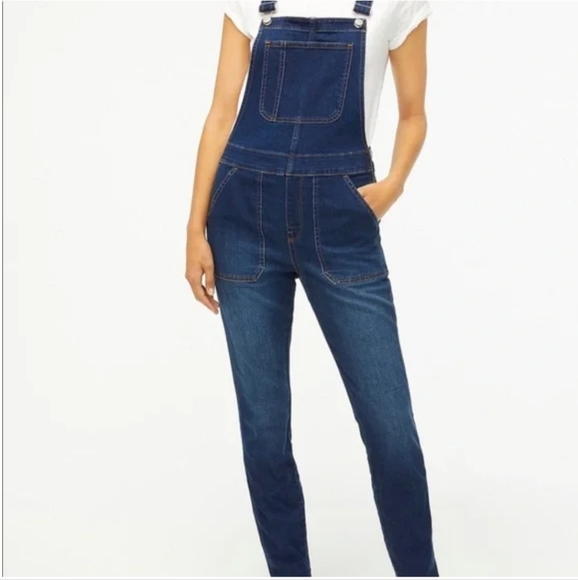 J. Crew Factory Dark Wash Skinny Overalls NWT - Picture 1 of 16